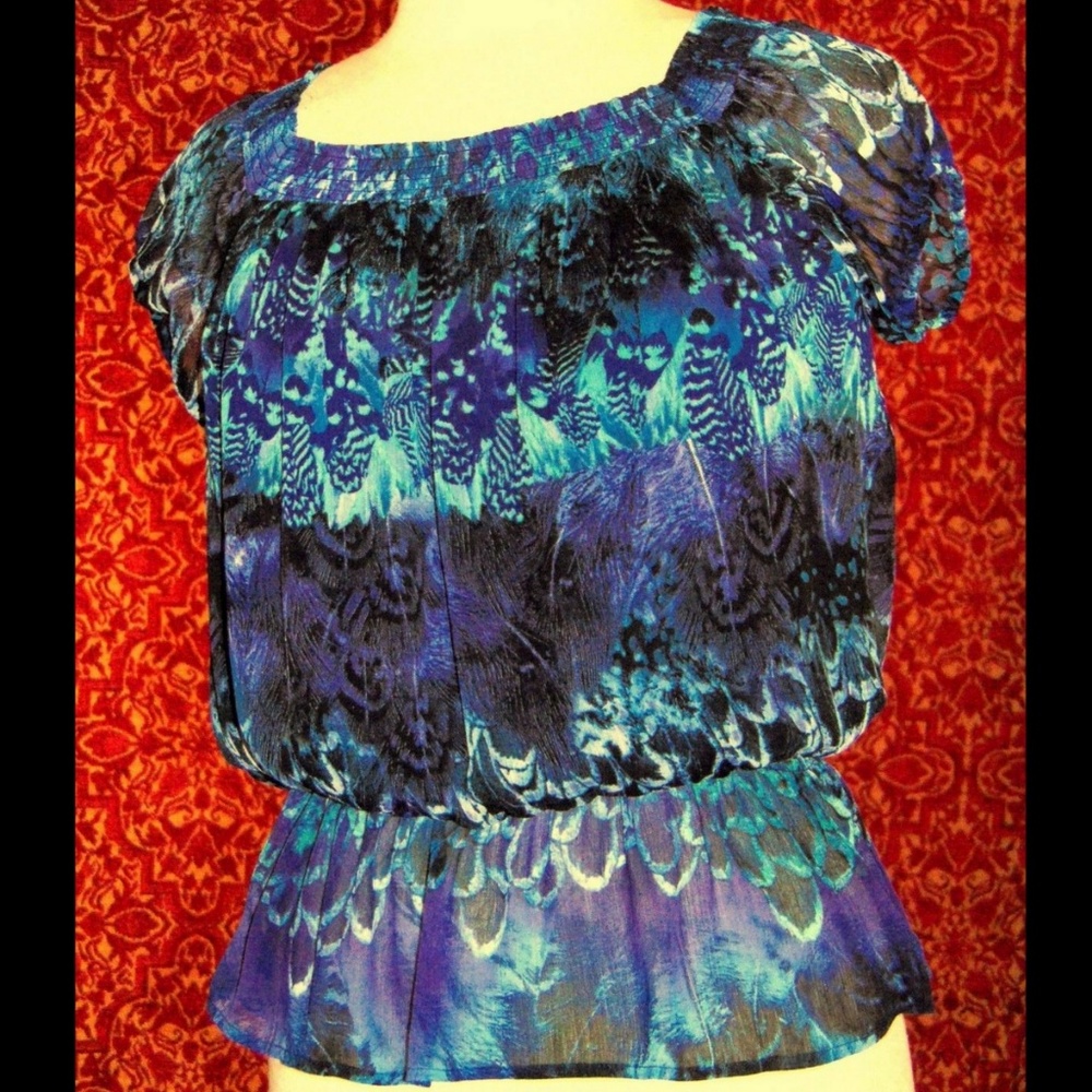 CACH'E purple cap sleeve peplum blouse S✨